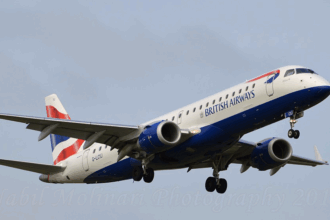 BA Embraer in the sky