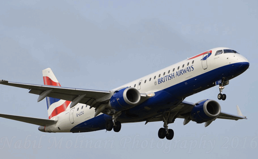 BA Embraer in the sky