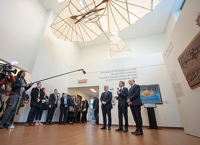 Secretary of State Antony J. Blinken visits International Civil Aviation Organization Headquarters and meets ICAO Council President Salvatore Sciacchitano and Secretary General Juan Carlos Salazar in Montréal, Québec, on October 28, 2022.