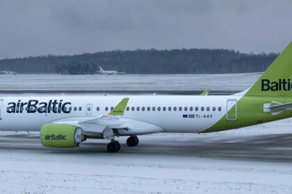 airBaltic at runway in Vilnius Airport (VNO), Rodūnios kelias, Vilnius, Vilnius City Municipality, Lithuania