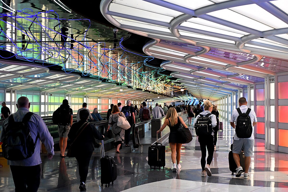 Underground pedestrian walkway at O'Hare International Airport, Chicago