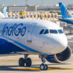 A photo of a IndiGo Airline plane on taxi from landing at Dubai DXB airport