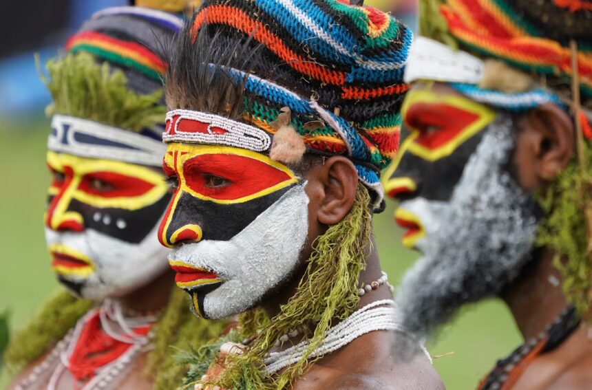 Performers in a 'Sing Sing' (a tribal dance event) in Papua New Guinea