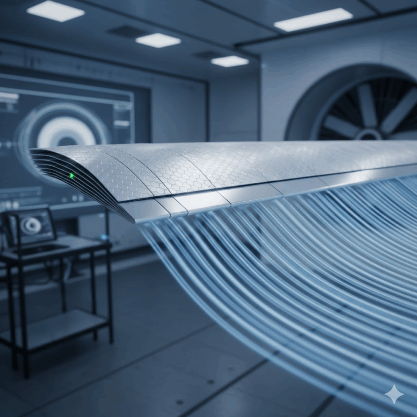 A graphic showing air flowing over an aircraft wing