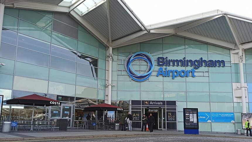 Front view of the Birmingham airport entrance