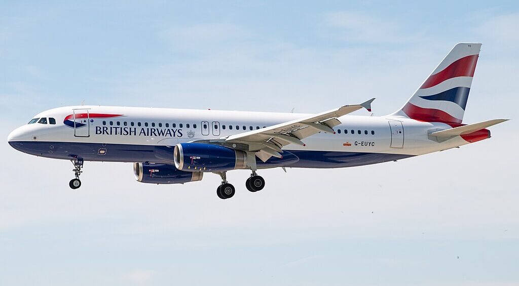 British Airways airplane flying in the air