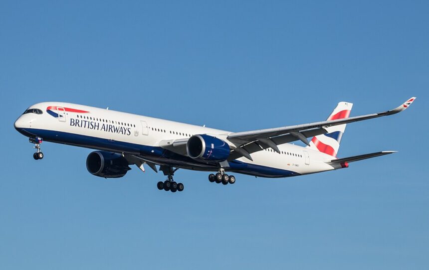 An aircraft flying in the sky.