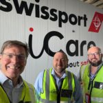 Warwick Brady with Swissport employees.