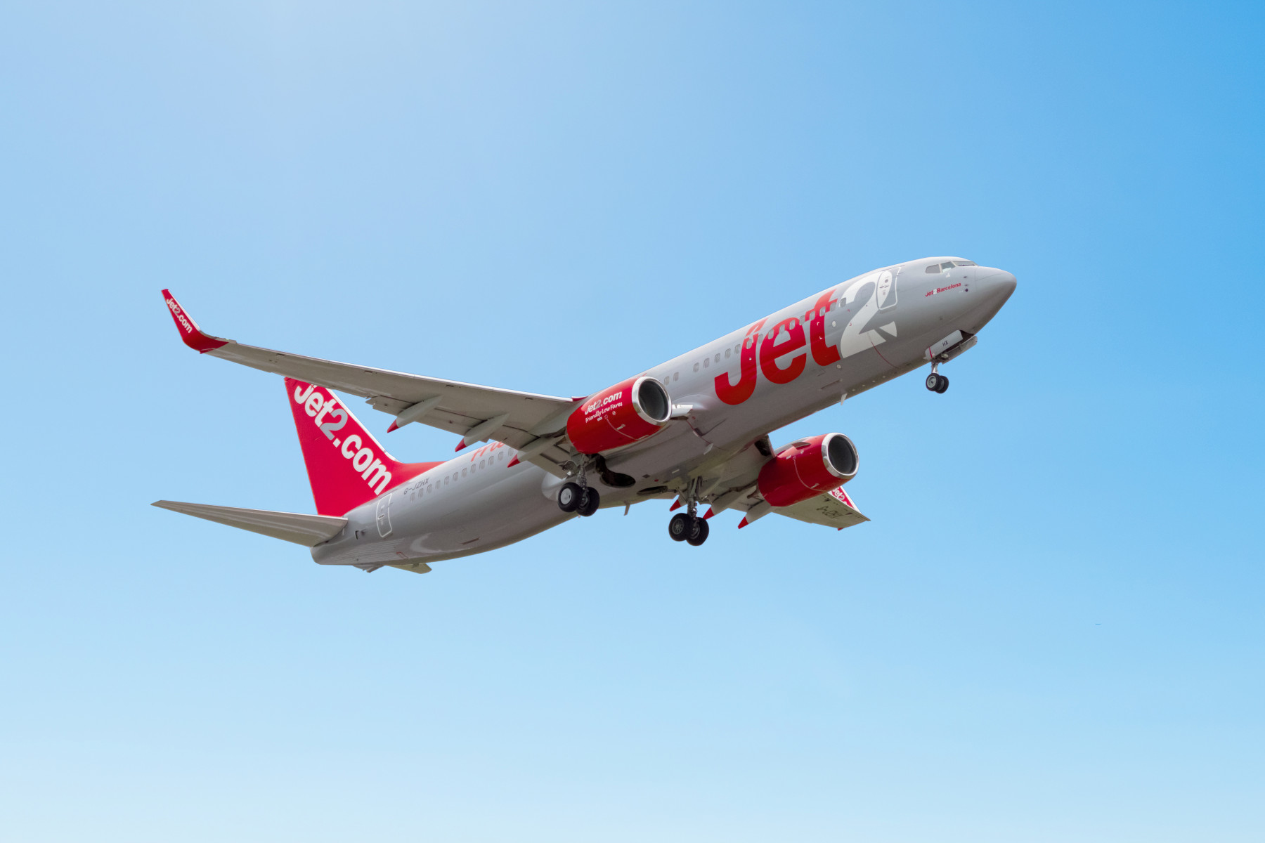 A Jet2 plane in a clear sky