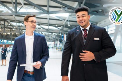 An picture of two young men working for Air Canada