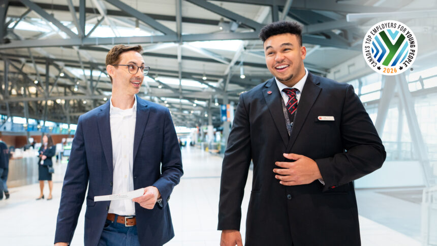 An picture of two young men working for Air Canada