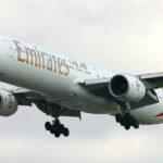 Emirates Airline Boeing 777-31H in flight