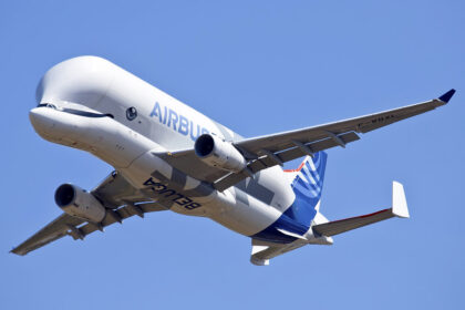 An Airbus A300-600ST (Super Transporter) in flight.