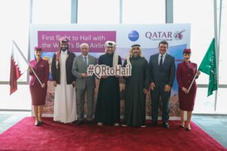 Qatar Airways Staff Celebrate Inaugural Flight to Hail