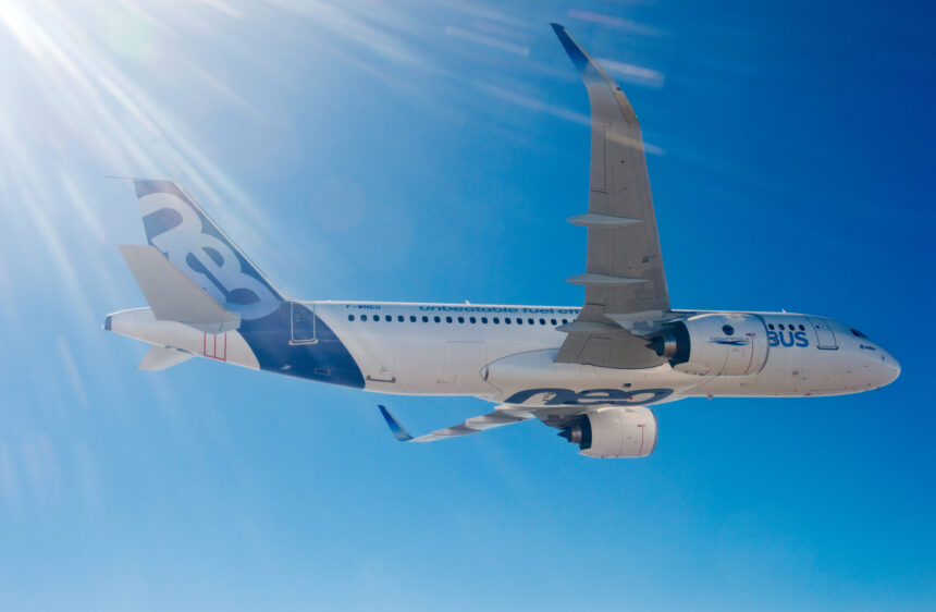Airbus exceeds delivery targets . Airbus A320neo first flight