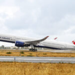 An Airbus A350-1000 lifting off from the runway