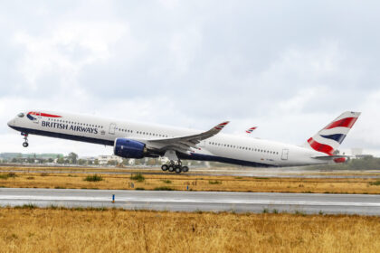 An Airbus A350-1000 lifting off from the runway