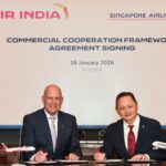 Air India CEO and MD, Campbell Wilson, and SIA CEO, Goh Choon Phong at the signing