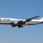An Air China Boeing 747 in the sky.