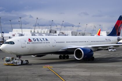 Delta Air Lines Airbus A330neo positioned on a runway.