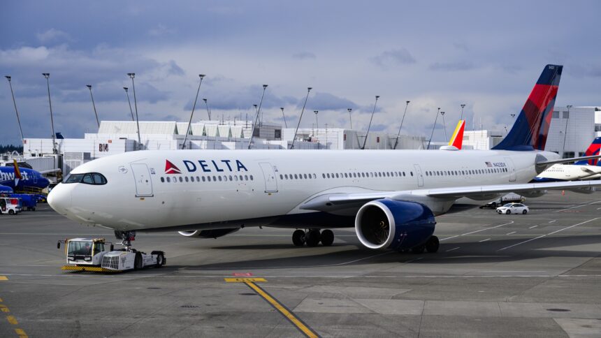 Delta Air Lines Airbus A330neo positioned on a runway.