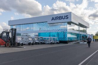 The Airbus chalet at the ILA Berlin Air Show 2018, where major announcements are often made.
