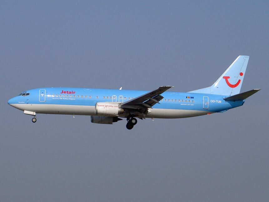 A TUIFly Boeing 737 mid-flight.