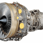 An image of an CF34-10E engine commonly found in Embraer aircrafts.
