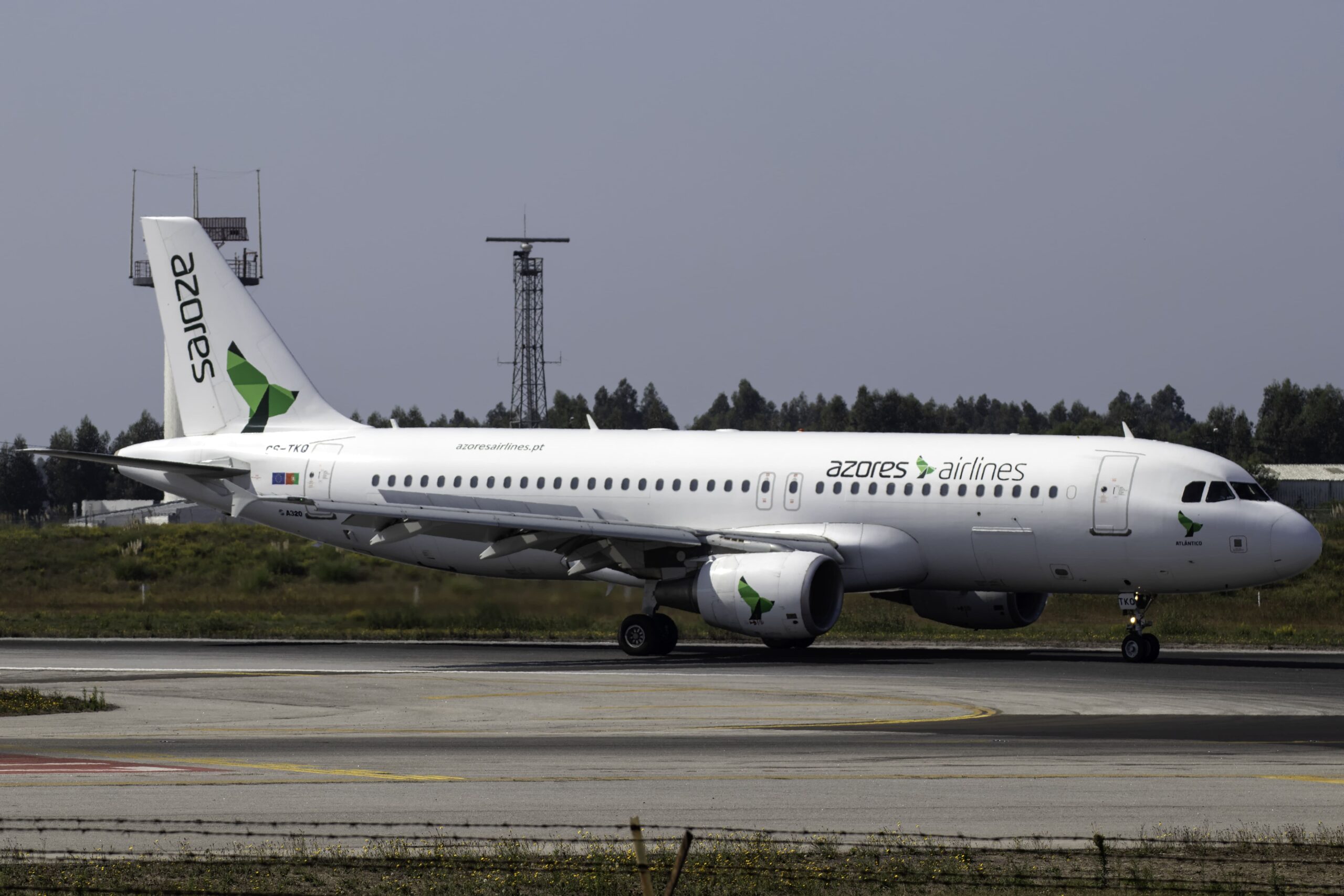 Azores Airlines Airbus A320 on the runway.