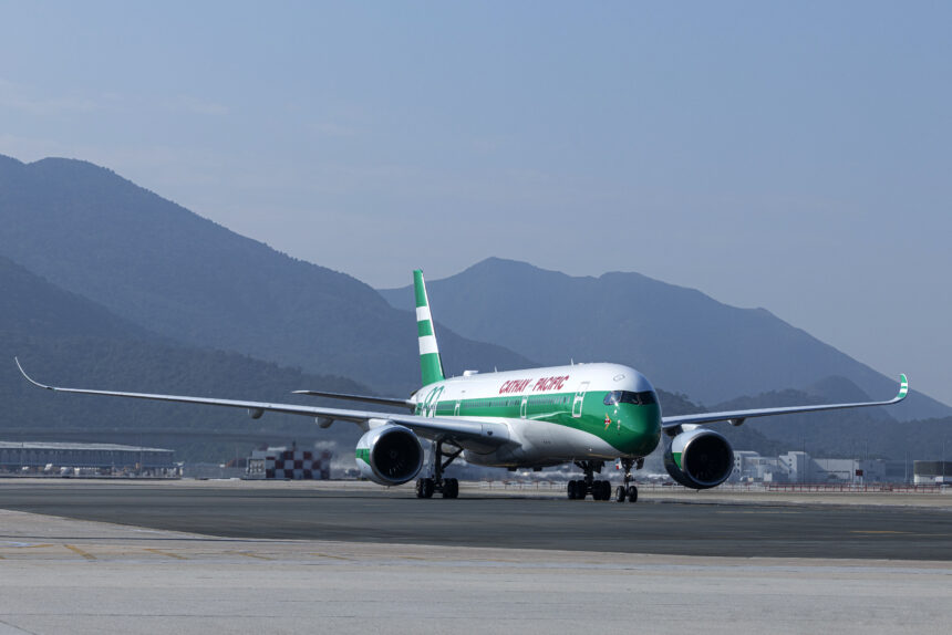 Cathay Pacific aircraft with green striped livery © Cathay Pacific