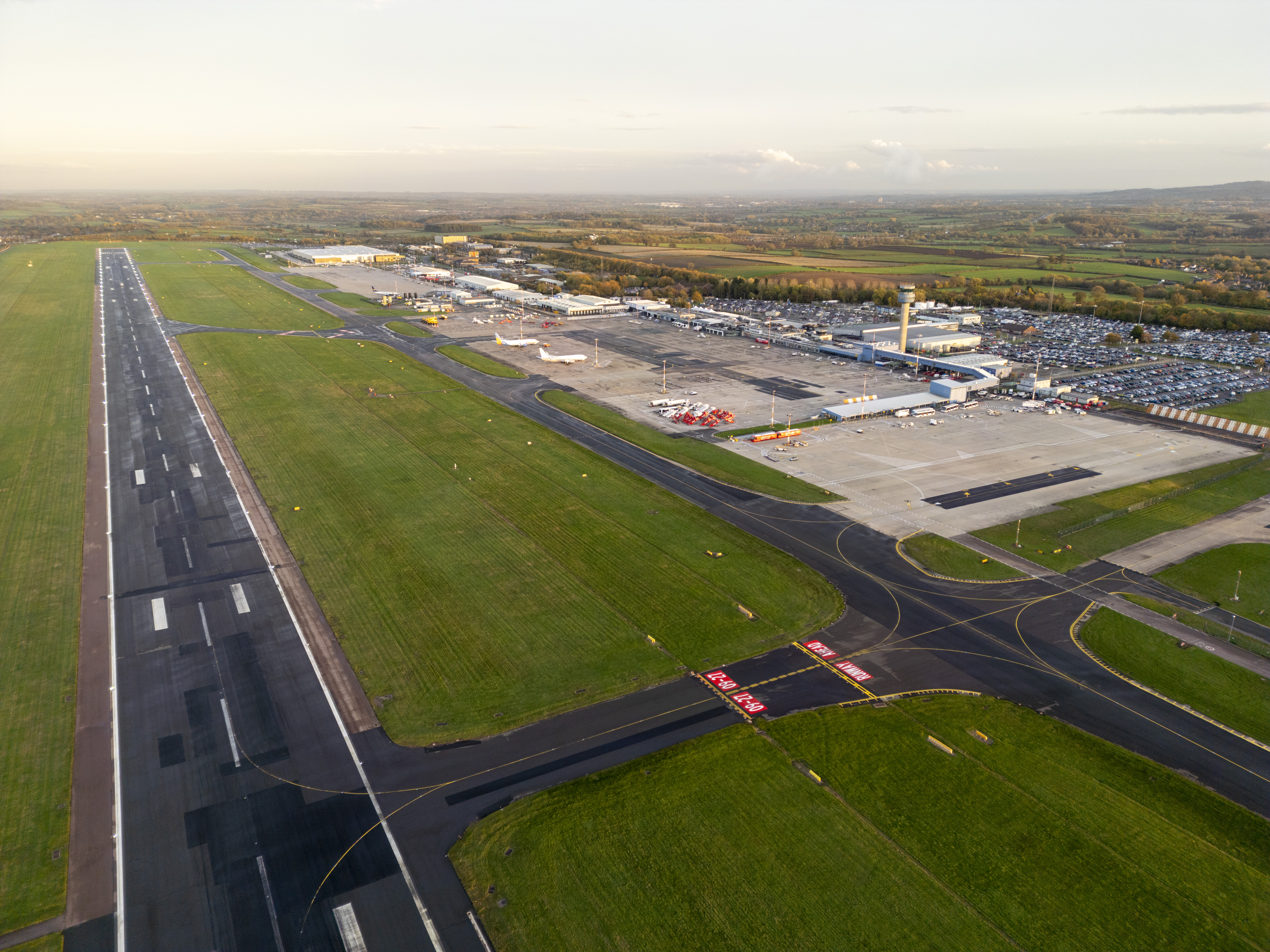 Aerial view of East Midlands Airport