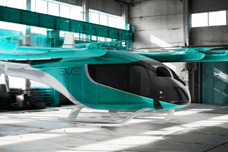 An electric aircraft design by Eve Air Mobility as as part of their eVTOL program.