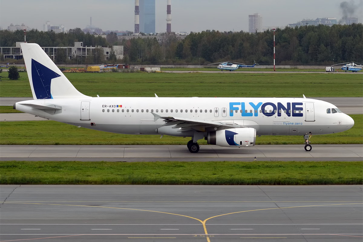 Fly One, ER-AXO, Airbus A320-231, on the runway.