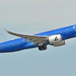 ITA Airways aircraft, flying the the sky.