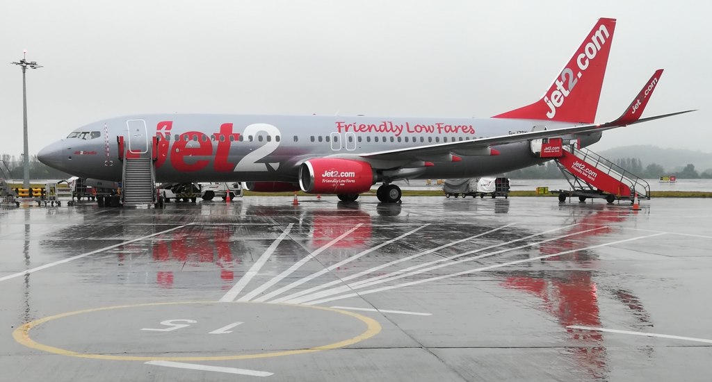 Jet2 aircraft stationed at Edinburgh Airport