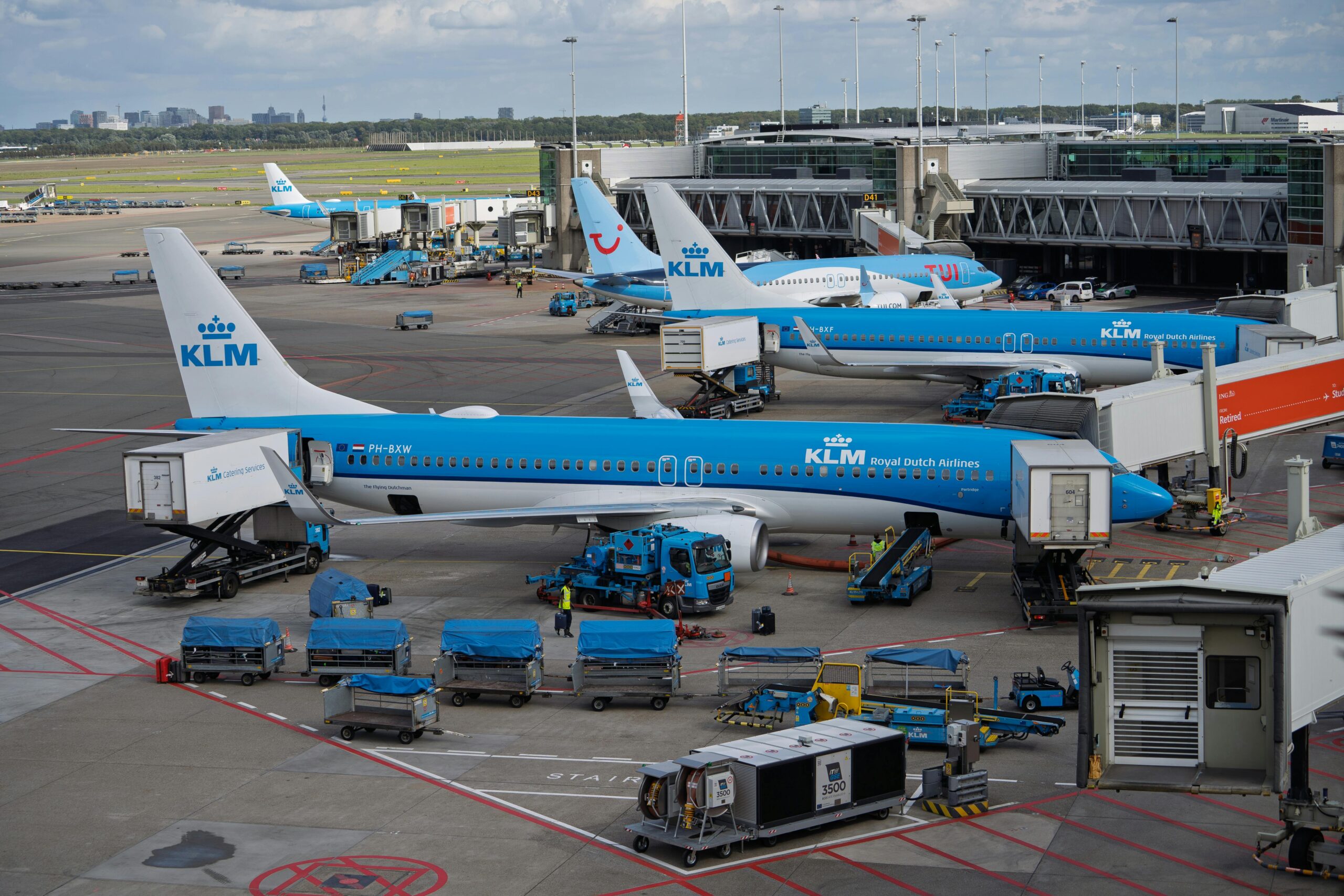 KLM hub at Amsterdam Airport Schiphol. KLM was majorly impacted by disruptions.