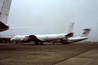A parked jet aircraft previously operated by Liberia Airways on an airport apron, illustrating the history of the Liberia civil aviation modernisation plan, Liberia aviation sector challenges, and the legacy behind Roberts International Airport upgrades under the Liberia aviation modernisation plan 2025–2045 and Liberia aviation safety standards.
