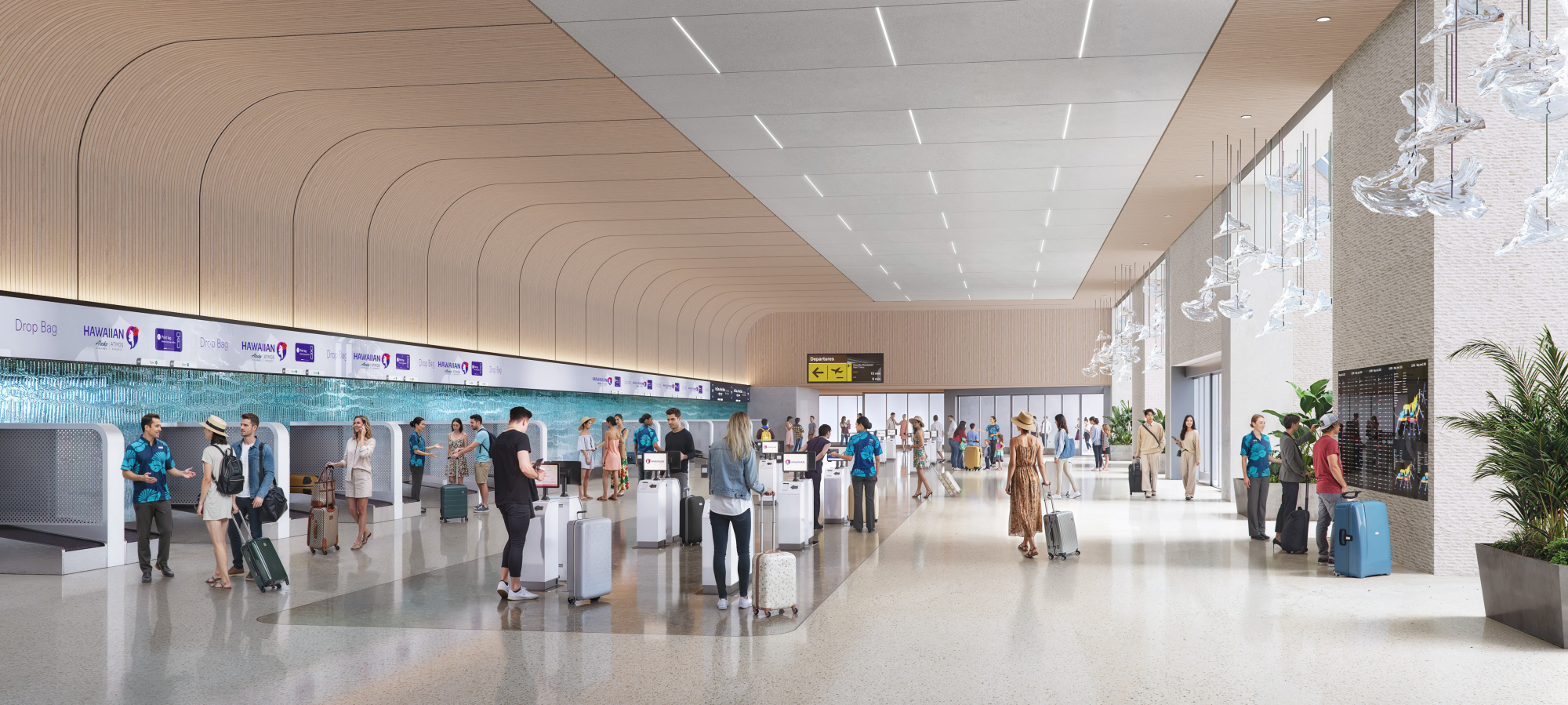 Renovated model of what the Hawaii Airlines gates will look like after the upgrades.