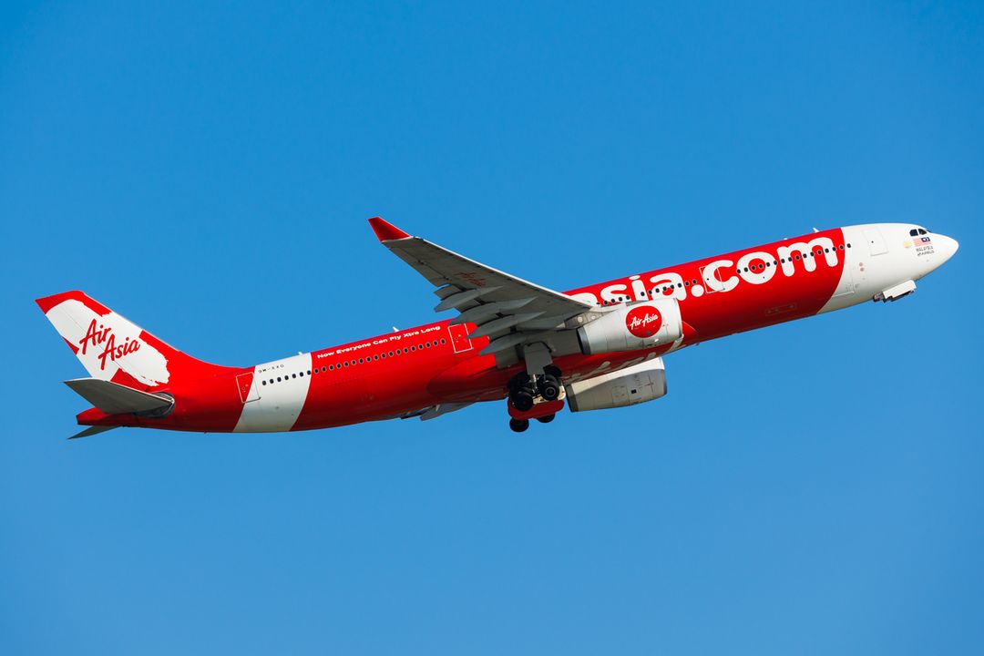An AirAsia X Airbus A320 in mid flight