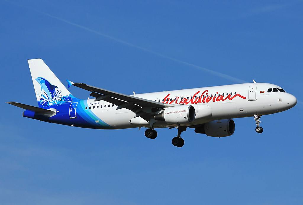 A Maldivian Airlines A330-200 mid flight.