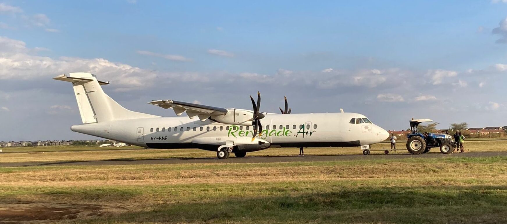 The ATR 42-500 wet-leased from Kenya's Renegade Air features 48 seats