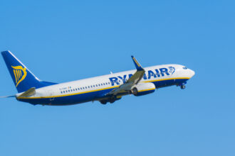 Ryanair B738 plane in the air