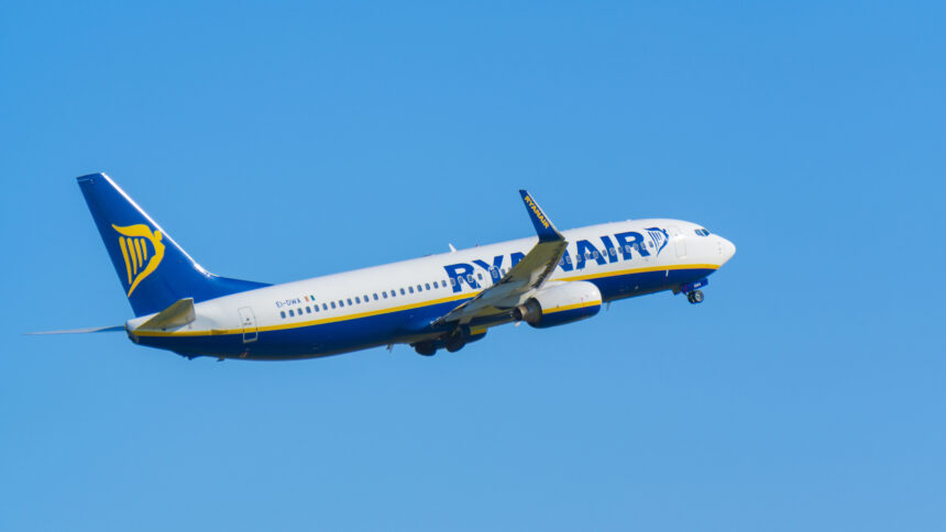 Ryanair B738 plane in the air