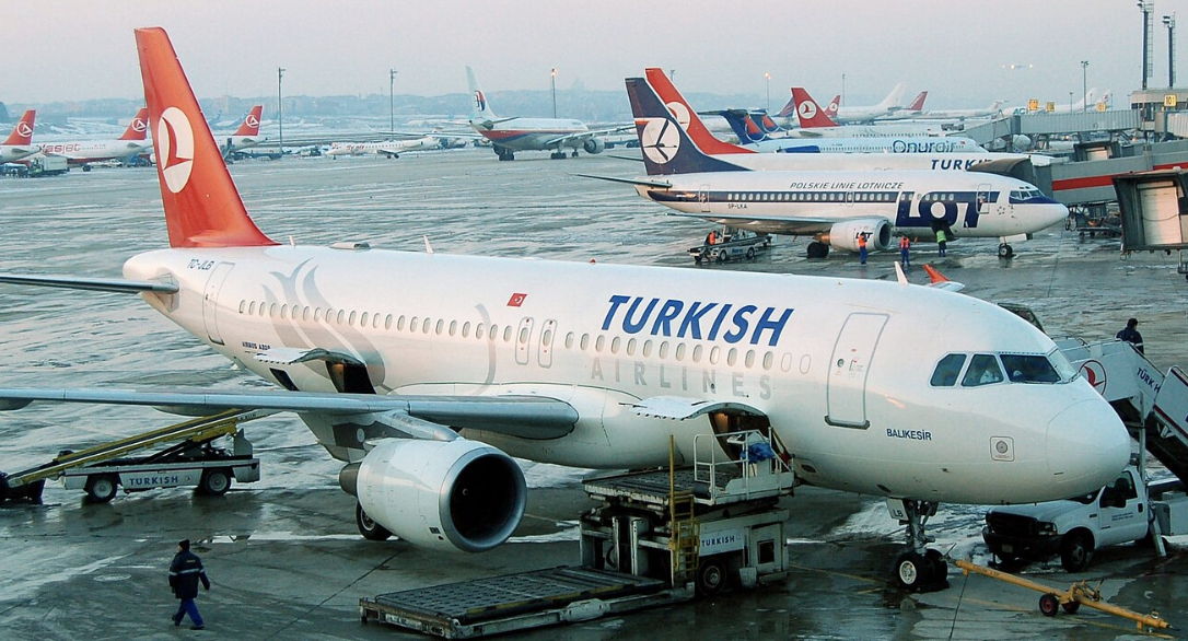 Turkish Airlines at gate at Istanbul airport 