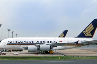 Singapore Airlines aircraft on runway
