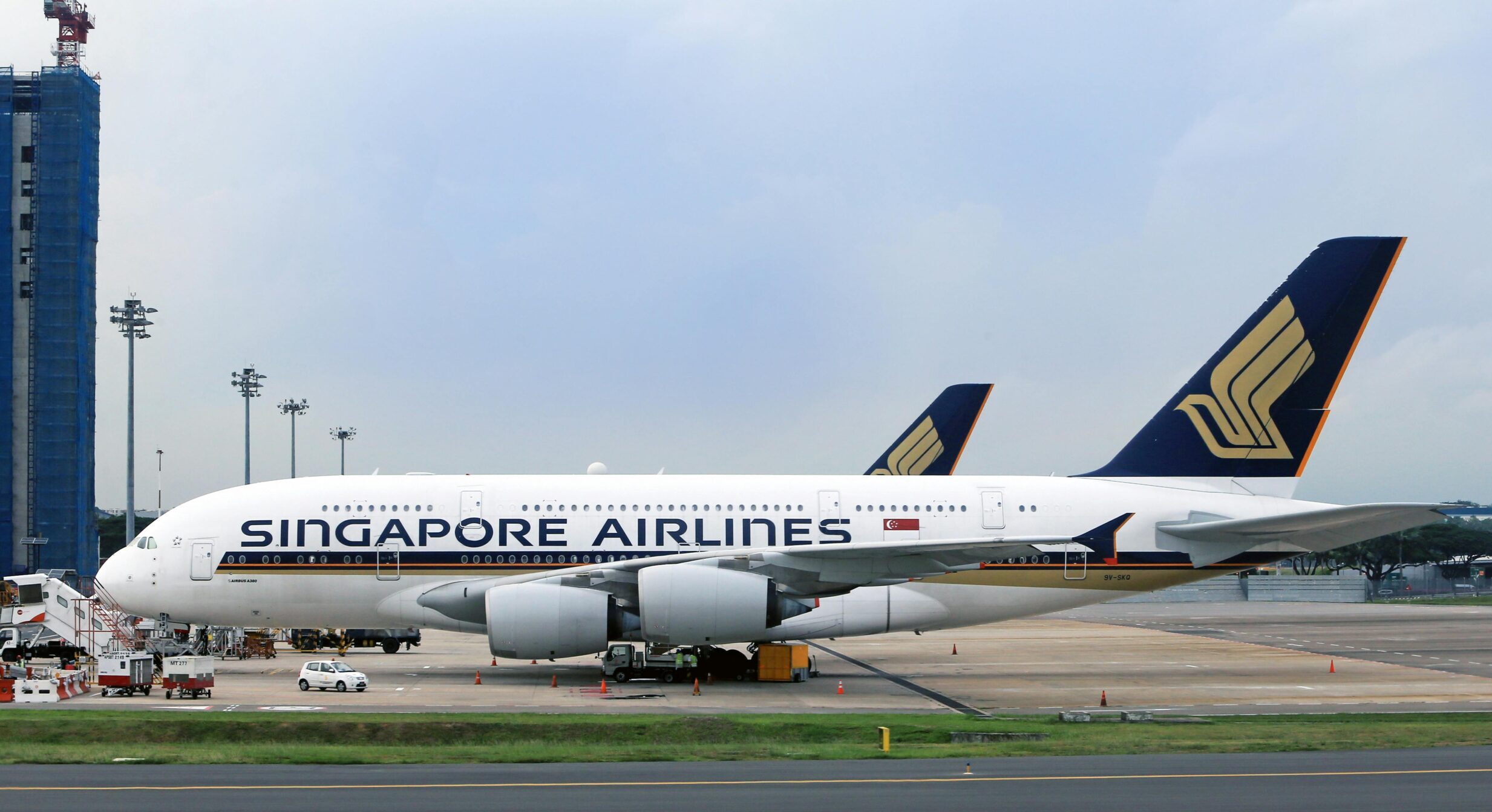 Singapore Airlines aircraft on runway