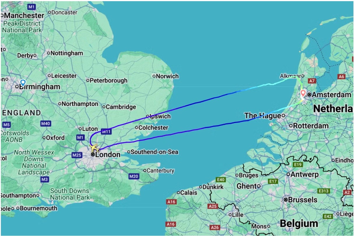 Image depicts the flightpath