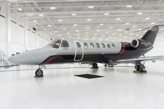 Textron Cessna Citation CJ3 Gen2 aircraft in a white showroom.