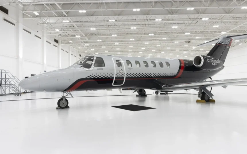 Textron Cessna Citation CJ3 Gen2 aircraft in a white showroom.