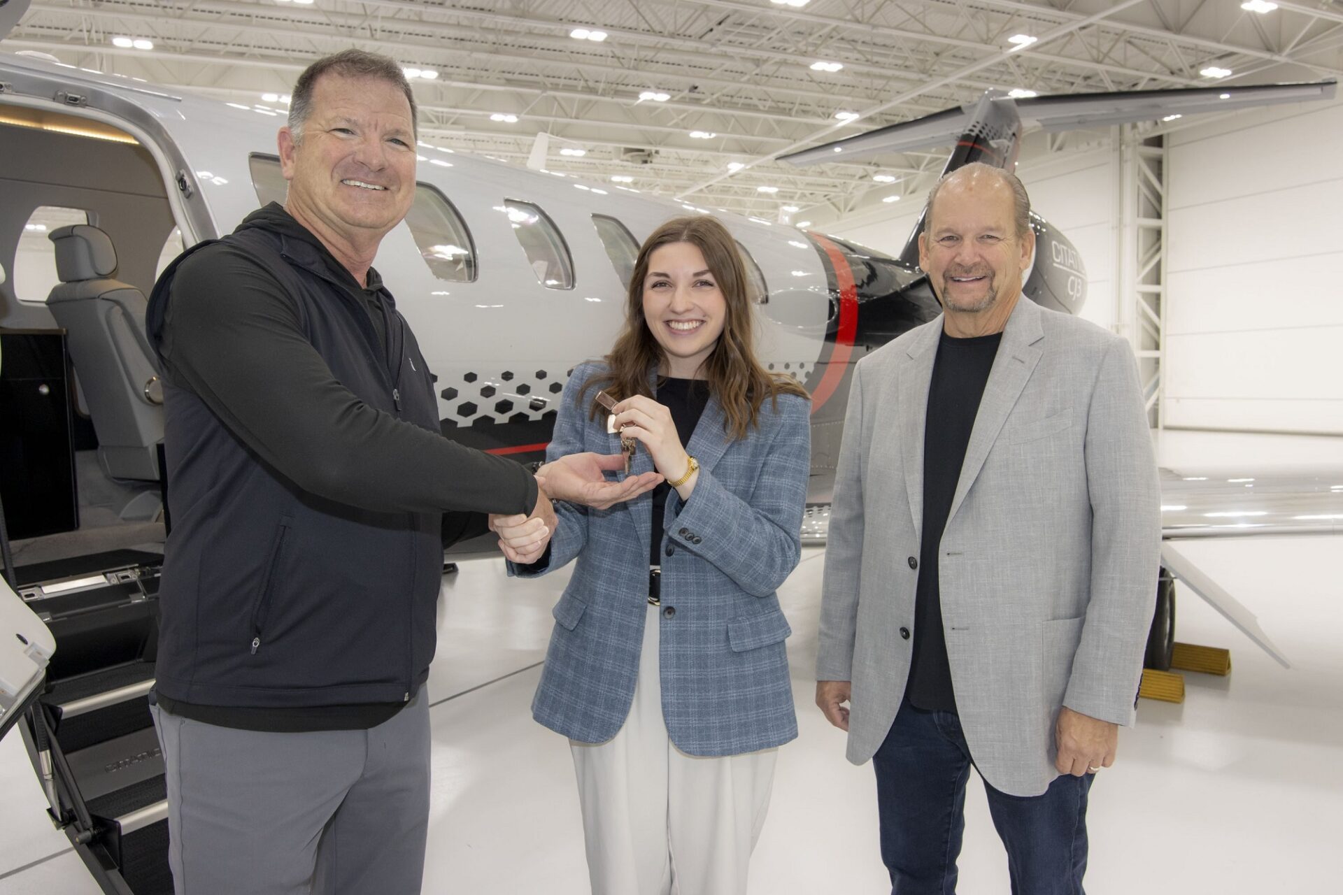 Dave and Shannon receiving the Citation aircraft.